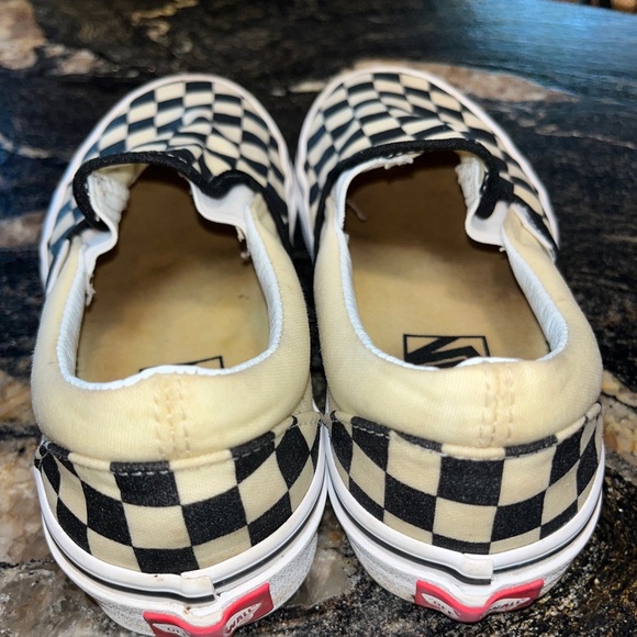 Vans Men 4, Women 5.5  Checkered SHOES Black white Slip-On sneakers retro canvas - Picture 8 of 12